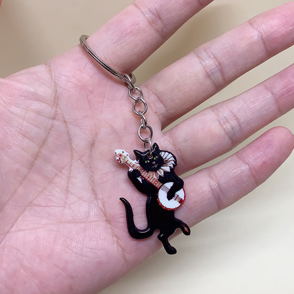 Wholesale Resin Halloween Double-sided Printed Skull Keychain